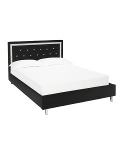 Luminosa Living Chino Kingsize Black Faux Leather Bed Frame