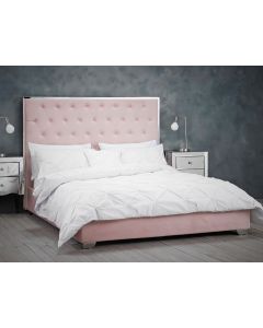 Luminosa Living Kingsize Madison Pink Velvet Bed Frame